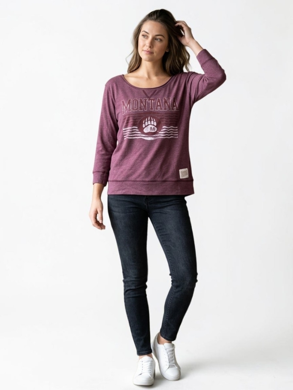 Retro Brand University of Montana Grizzlies Long Sleeve Top Maroon / Plum Size L